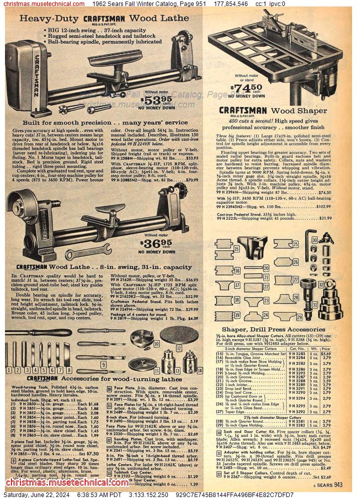 1962 Sears Fall Winter Catalog, Page 951