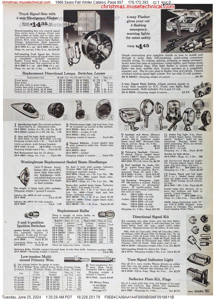 1966 Sears Fall Winter Catalog, Page 957