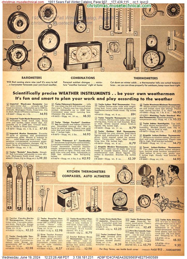 1951 Sears Fall Winter Catalog, Page 907