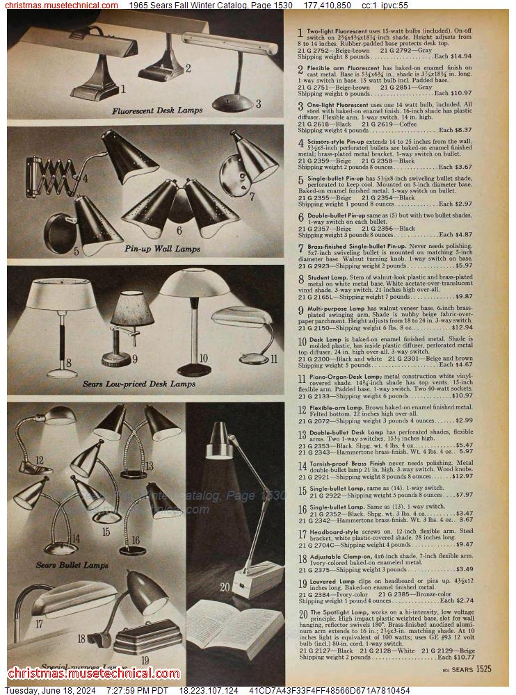 1965 Sears Fall Winter Catalog, Page 1530