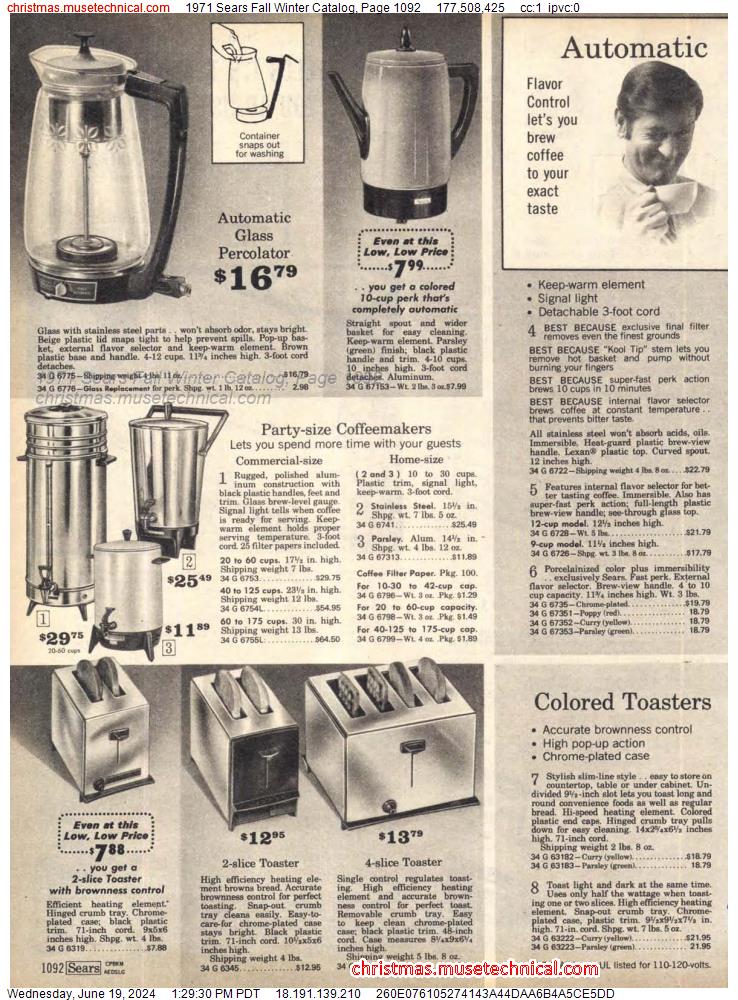 1971 Sears Fall Winter Catalog, Page 1092