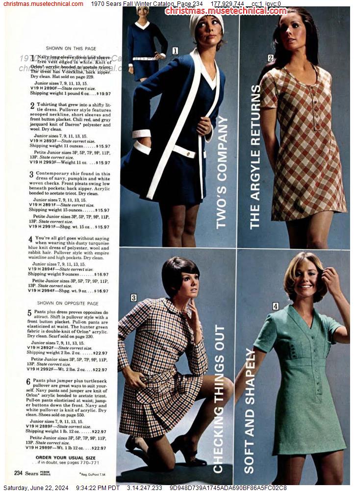 1970 Sears Fall Winter Catalog, Page 234