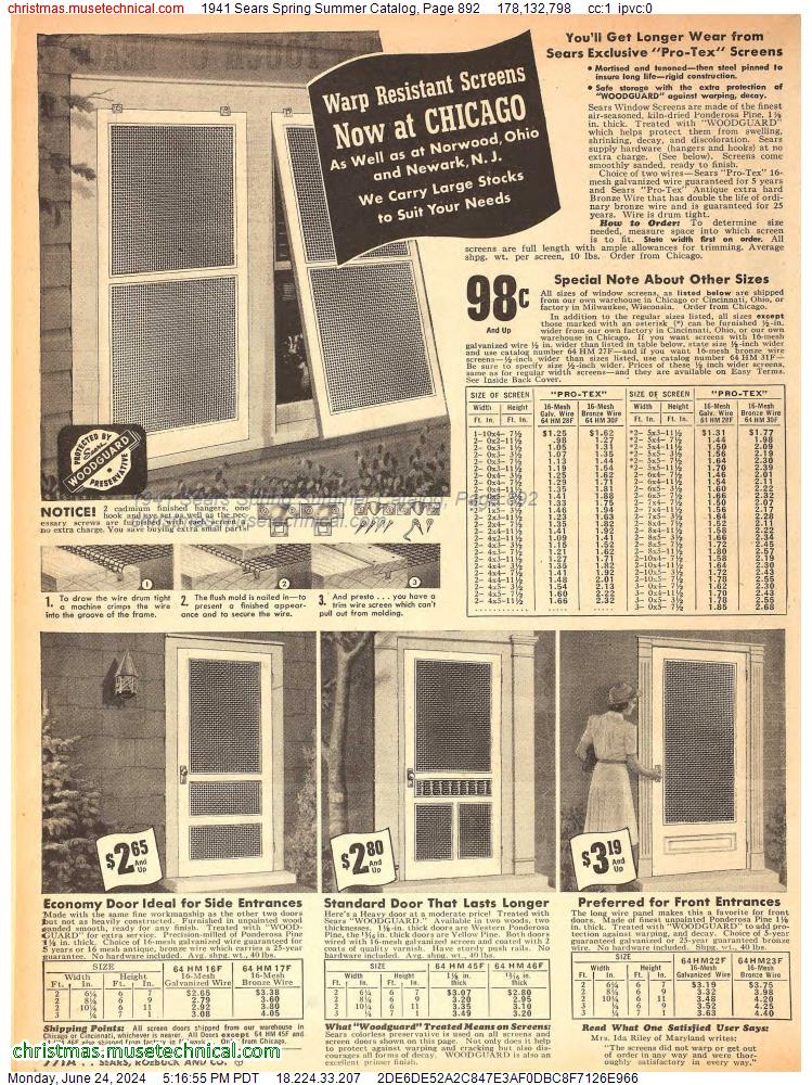 1941 Sears Spring Summer Catalog, Page 892