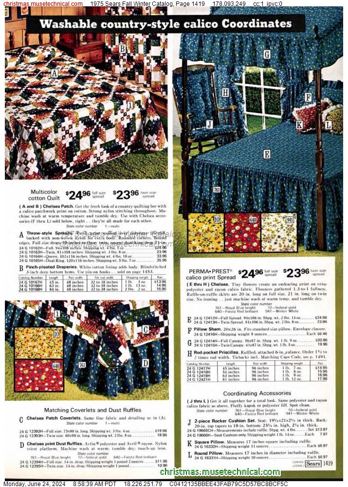 1975 Sears Fall Winter Catalog, Page 1419