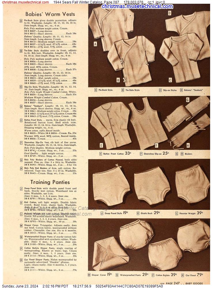 1944 Sears Fall Winter Catalog, Page 287
