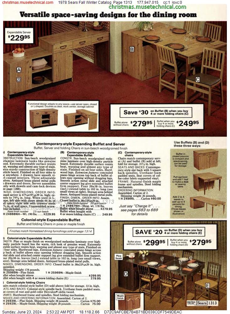 1978 Sears Fall Winter Catalog, Page 1313