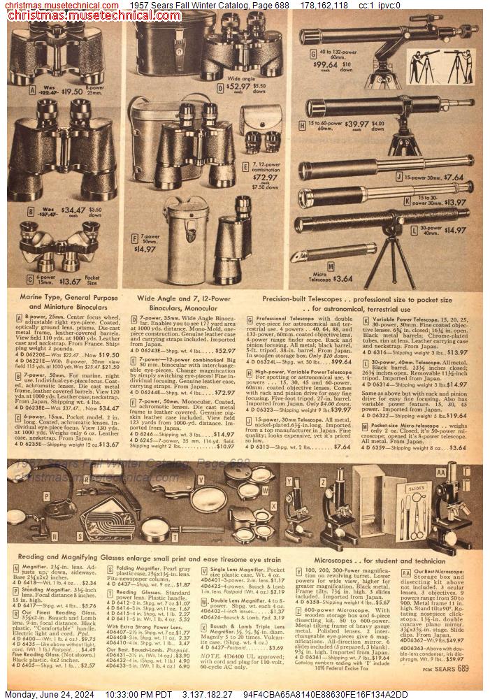 1957 Sears Fall Winter Catalog, Page 688