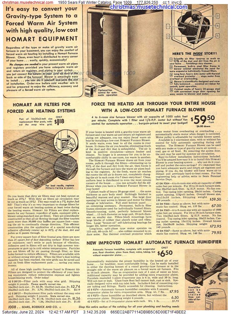 1950 Sears Fall Winter Catalog, Page 1009