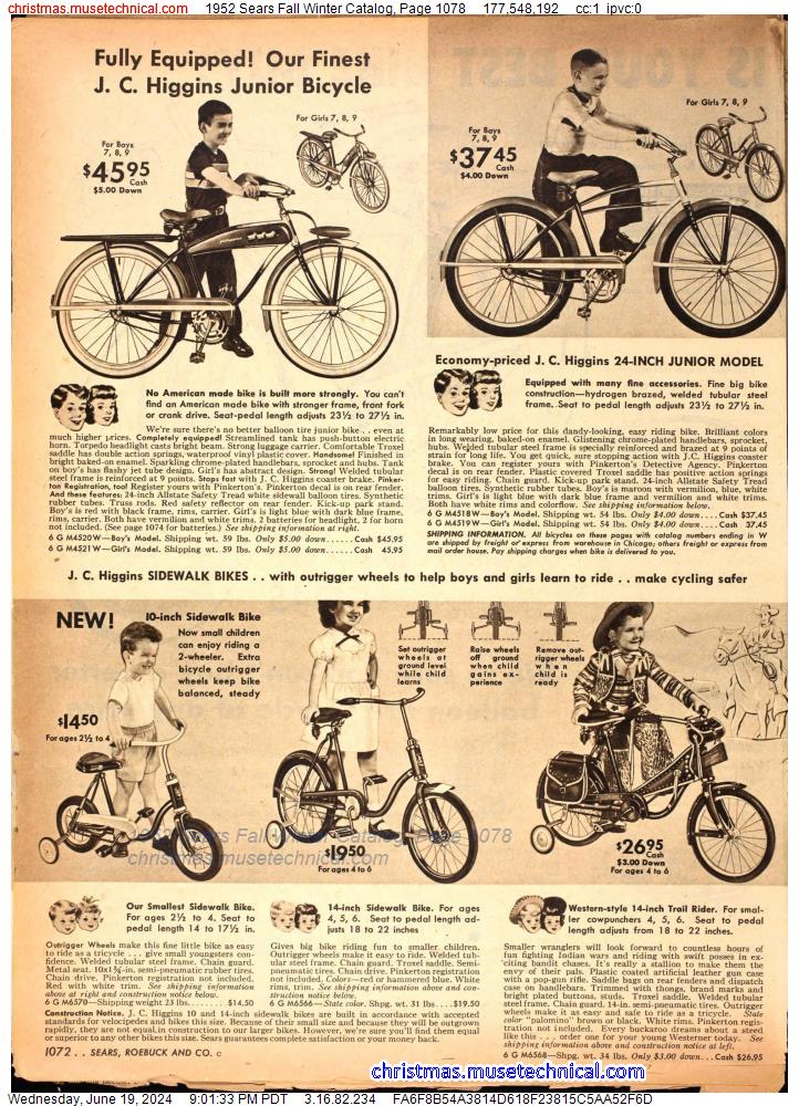 1952 Sears Fall Winter Catalog, Page 1078