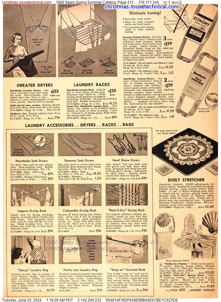 1950 Sears Spring Summer Catalog, Page 412