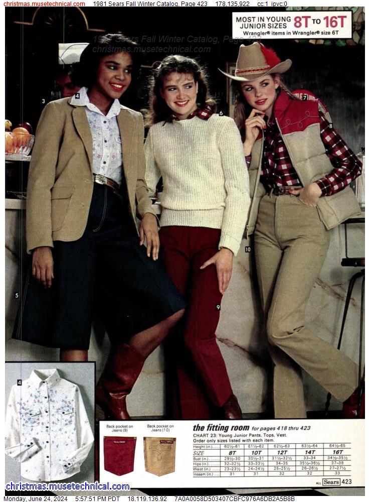 1981 Sears Fall Winter Catalog, Page 423