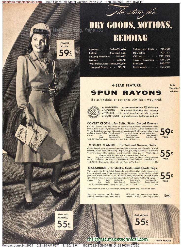 1941 Sears Fall Winter Catalog, Page 702