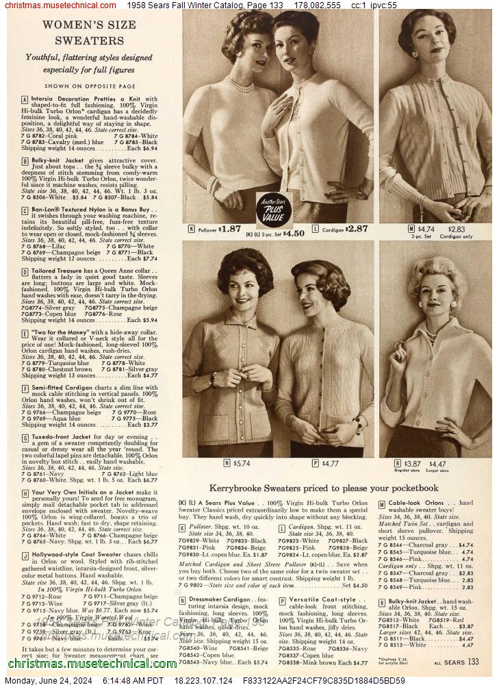 1958 Sears Fall Winter Catalog, Page 133