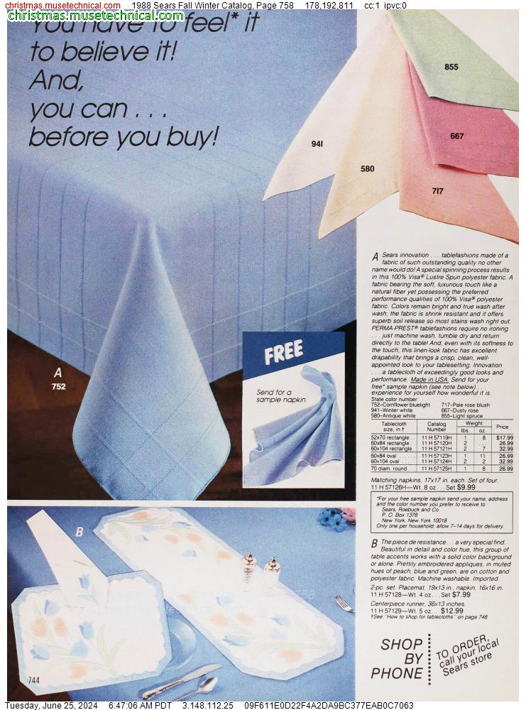 1988 Sears Fall Winter Catalog, Page 758