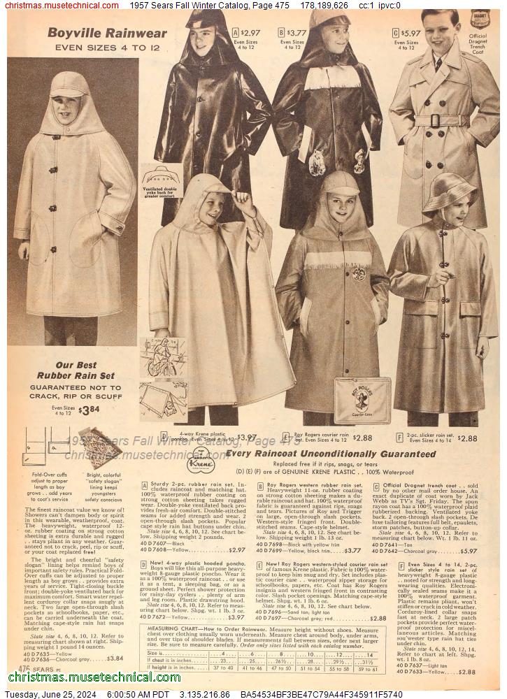 1957 Sears Fall Winter Catalog, Page 475
