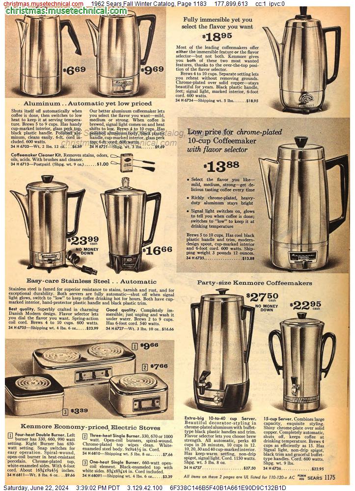 1962 Sears Fall Winter Catalog, Page 1183