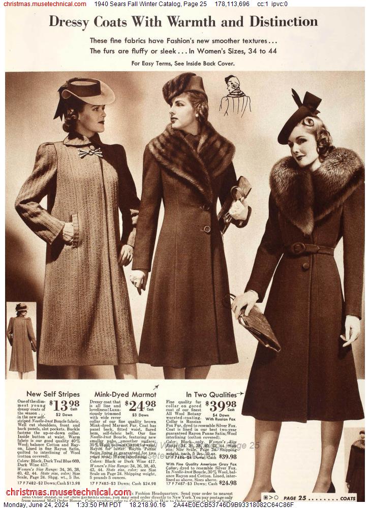1940 Sears Fall Winter Catalog, Page 25