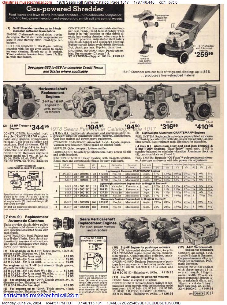 1978 Sears Fall Winter Catalog, Page 1017