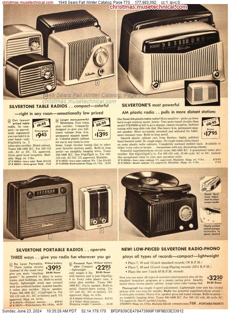 1949 Sears Fall Winter Catalog, Page 770