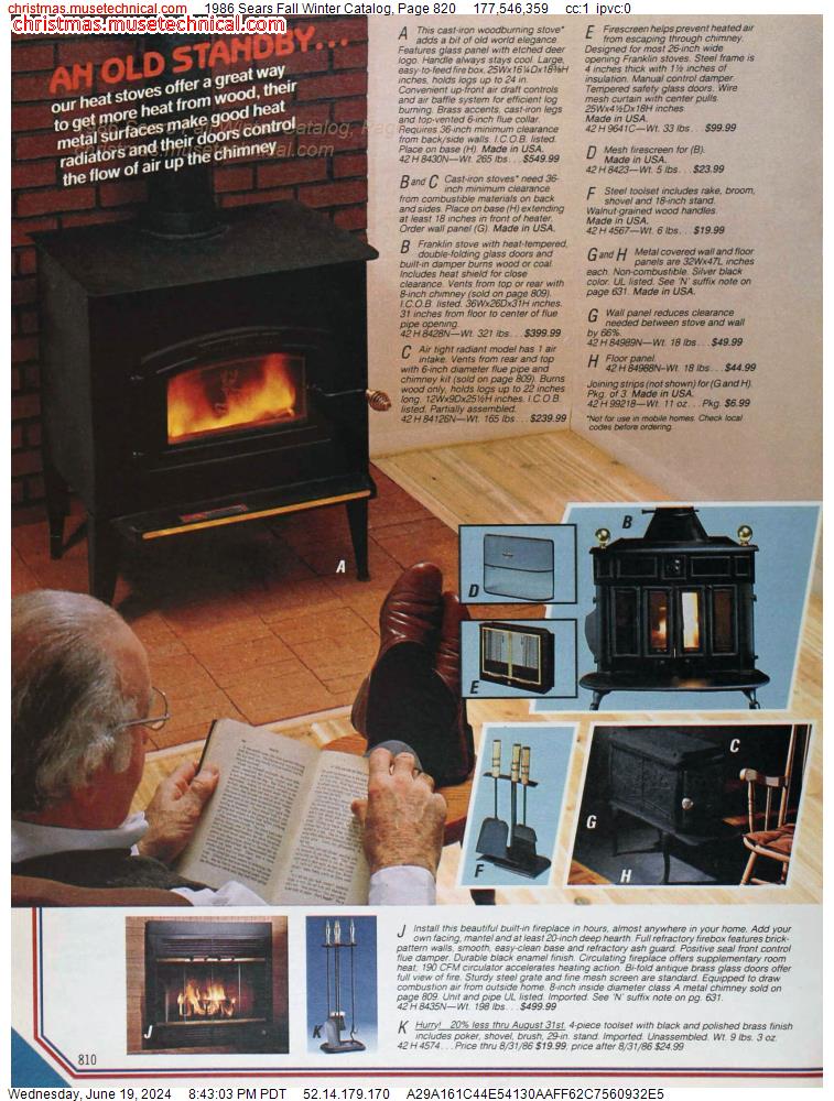 1986 Sears Fall Winter Catalog, Page 820