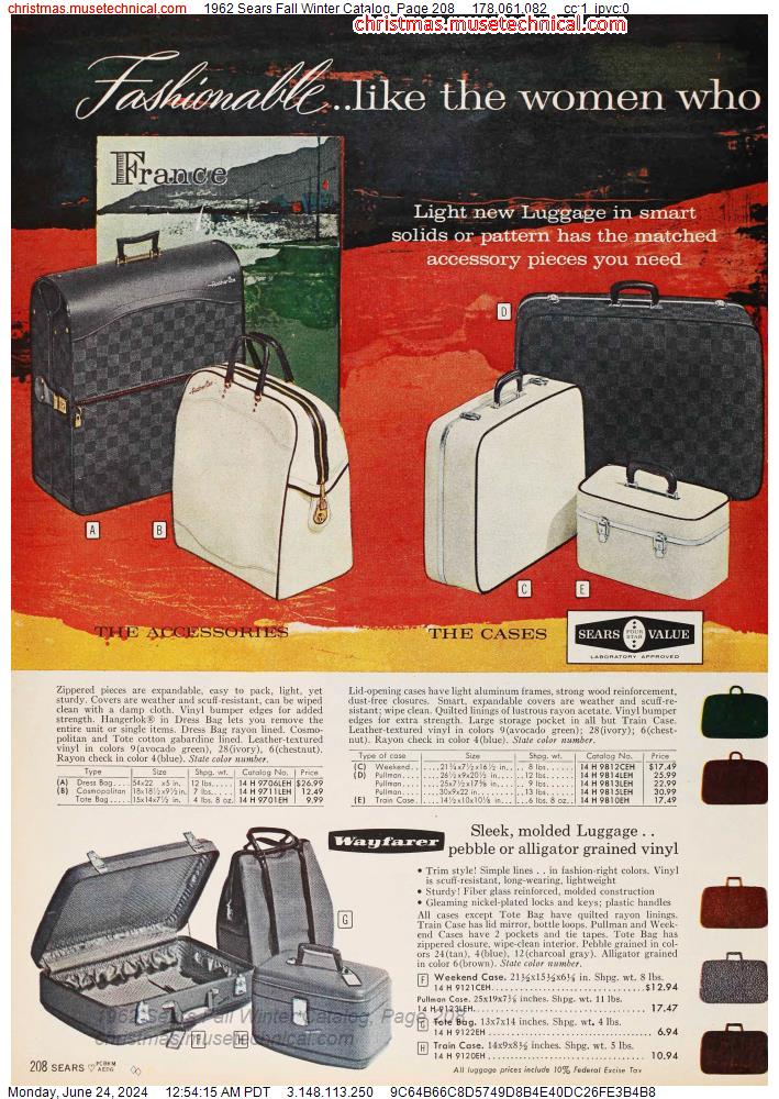 1962 Sears Fall Winter Catalog, Page 208