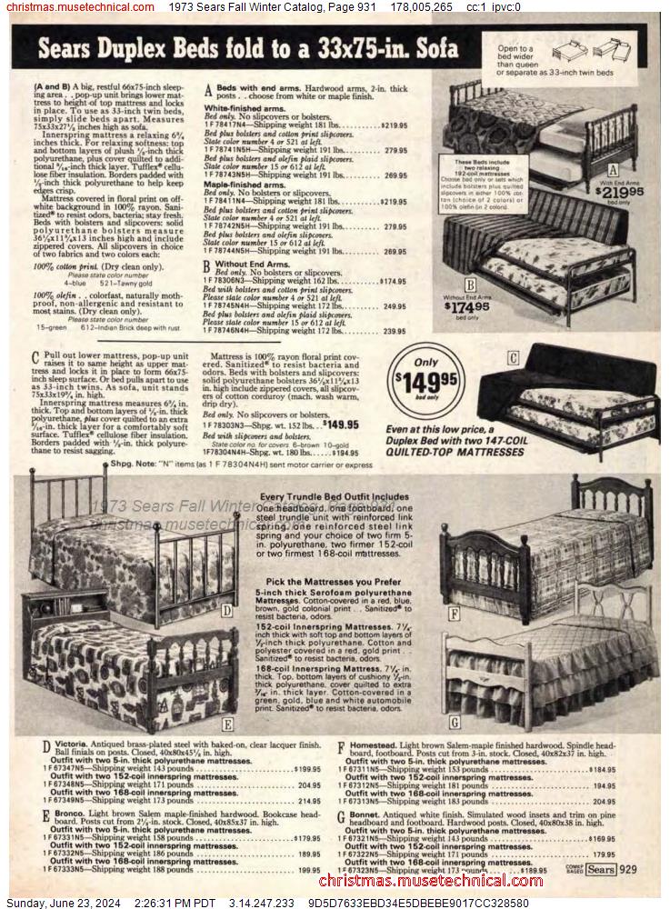 1973 Sears Fall Winter Catalog, Page 931