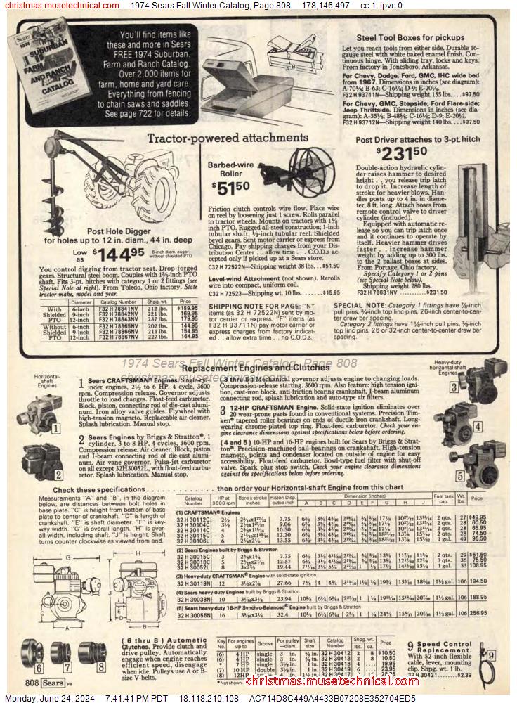 1974 Sears Fall Winter Catalog, Page 808