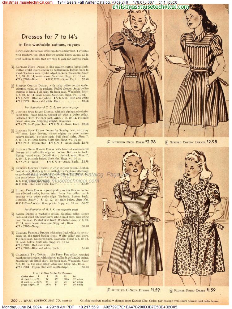 1944 Sears Fall Winter Catalog, Page 240