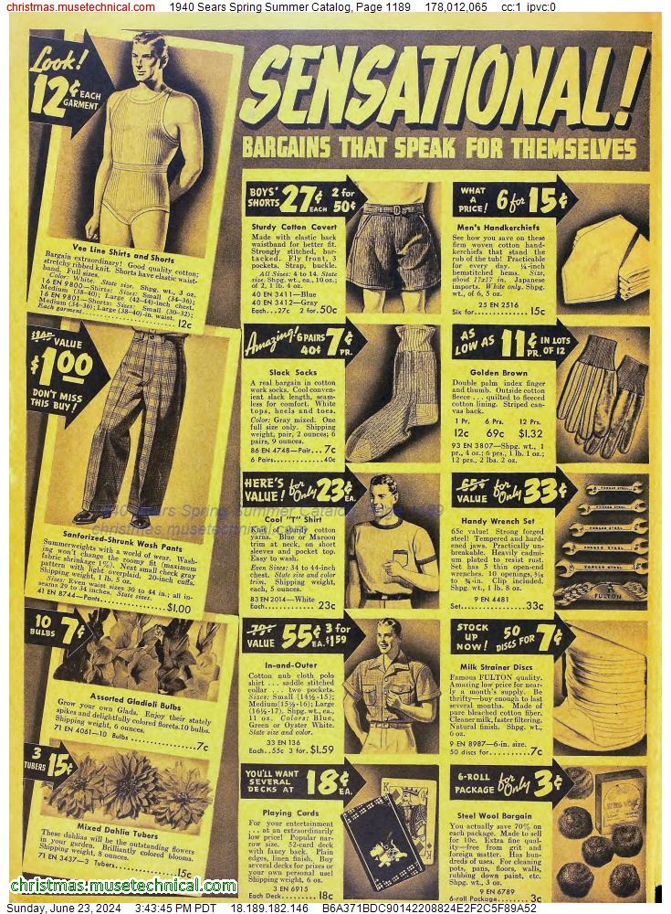 1940 Sears Spring Summer Catalog, Page 1189