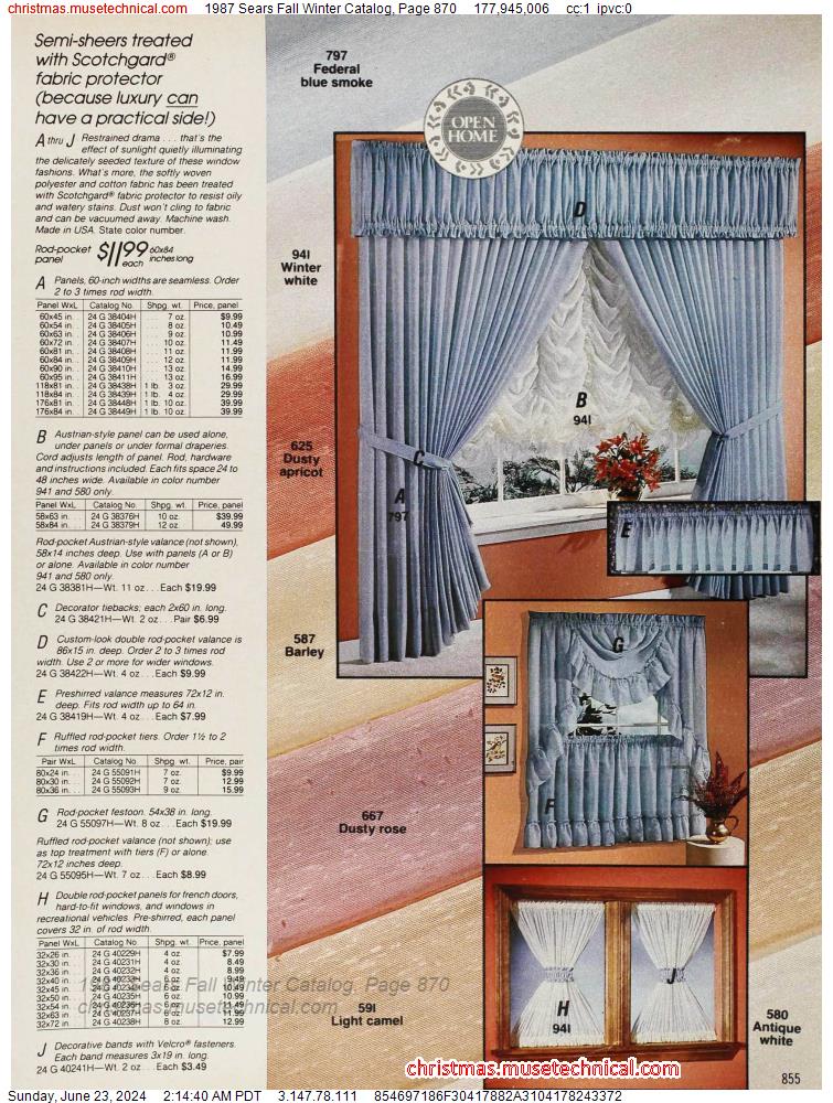 1987 Sears Fall Winter Catalog, Page 870