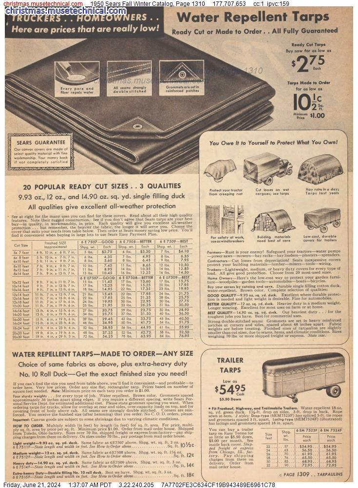 1950 Sears Fall Winter Catalog, Page 1310