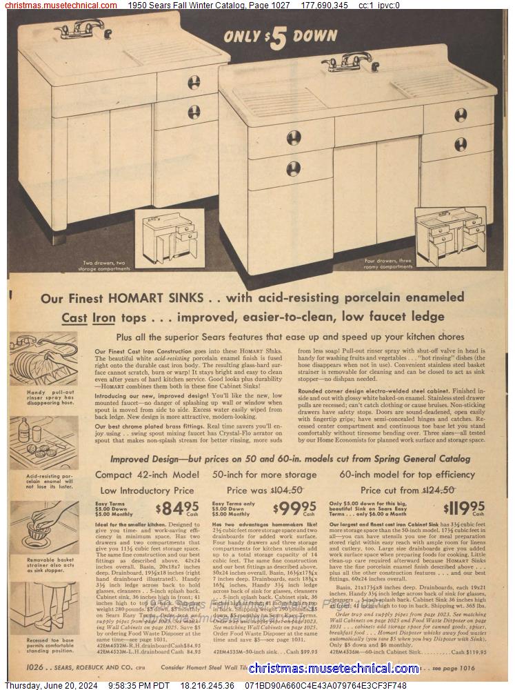 1950 Sears Fall Winter Catalog, Page 1027