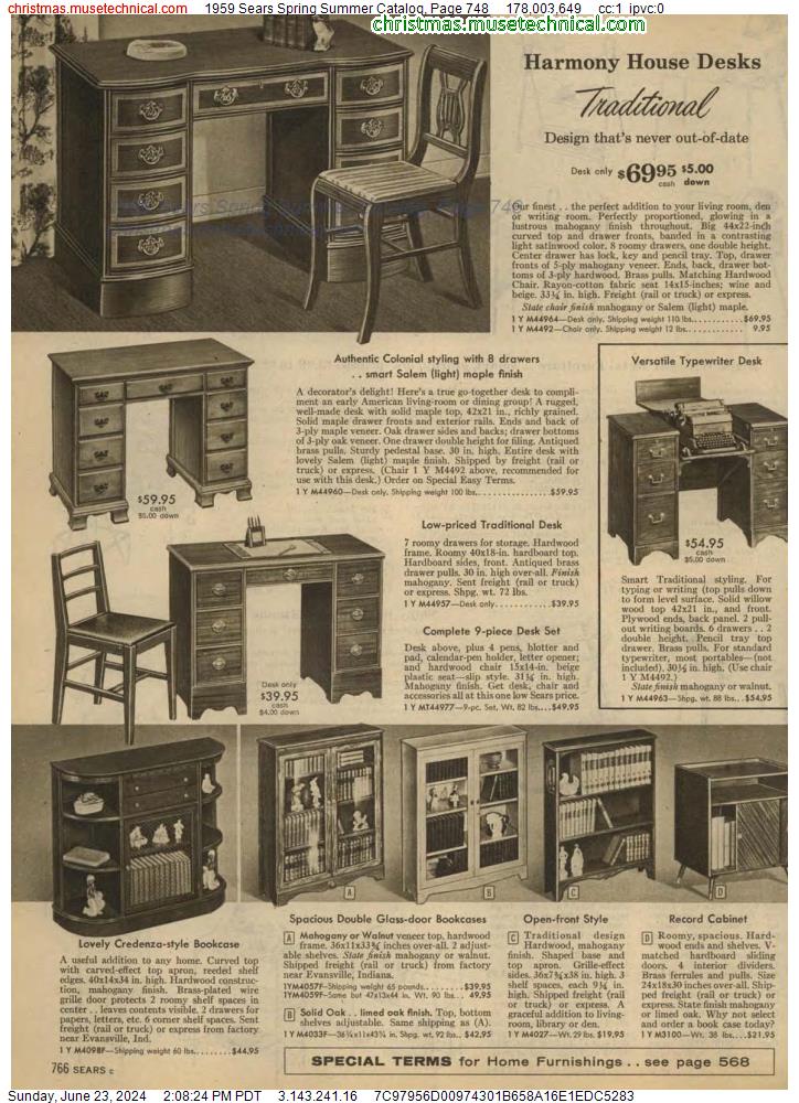 1959 Sears Spring Summer Catalog, Page 748
