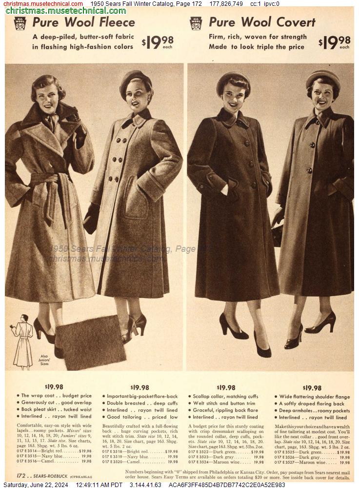 1950 Sears Fall Winter Catalog, Page 172