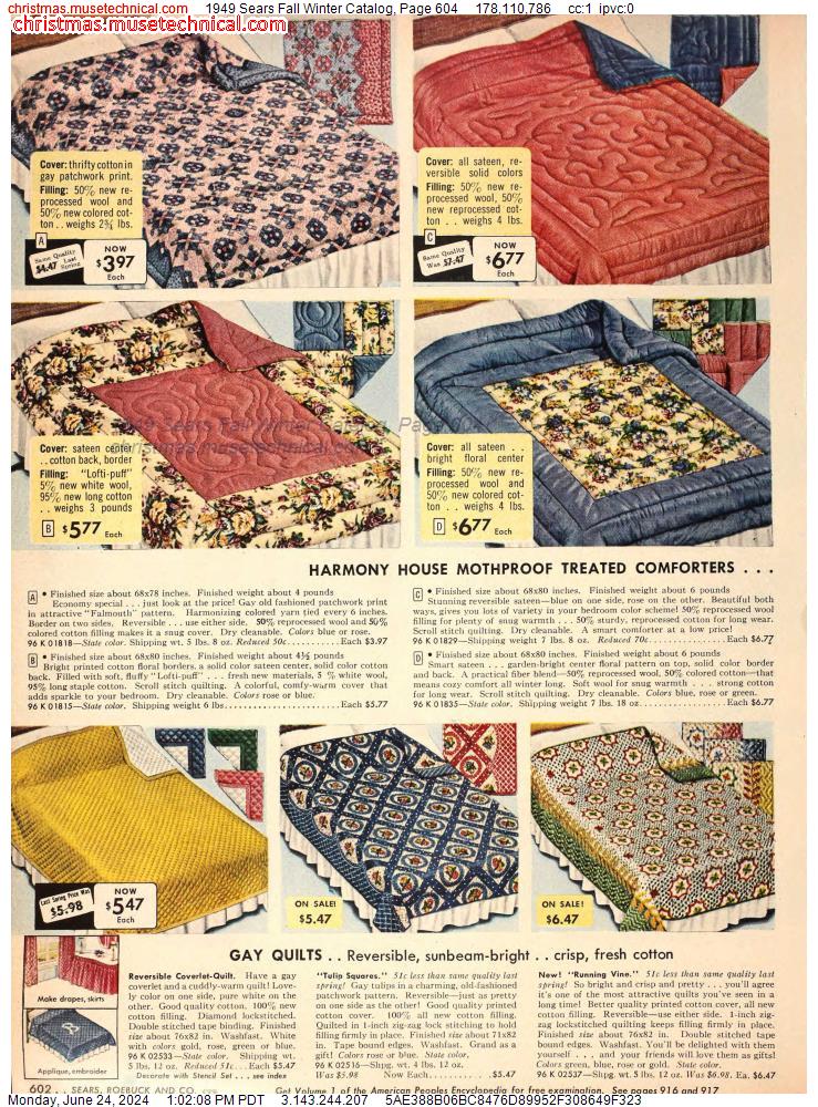 1949 Sears Fall Winter Catalog, Page 604