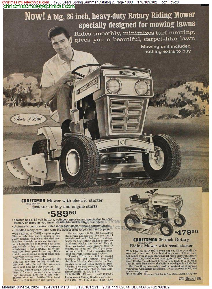 1968 Sears Spring Summer Catalog 2, Page 1003