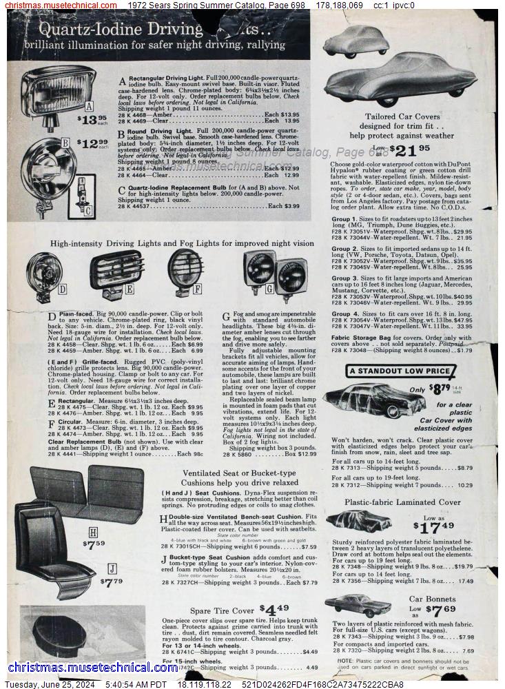 1972 Sears Spring Summer Catalog, Page 698