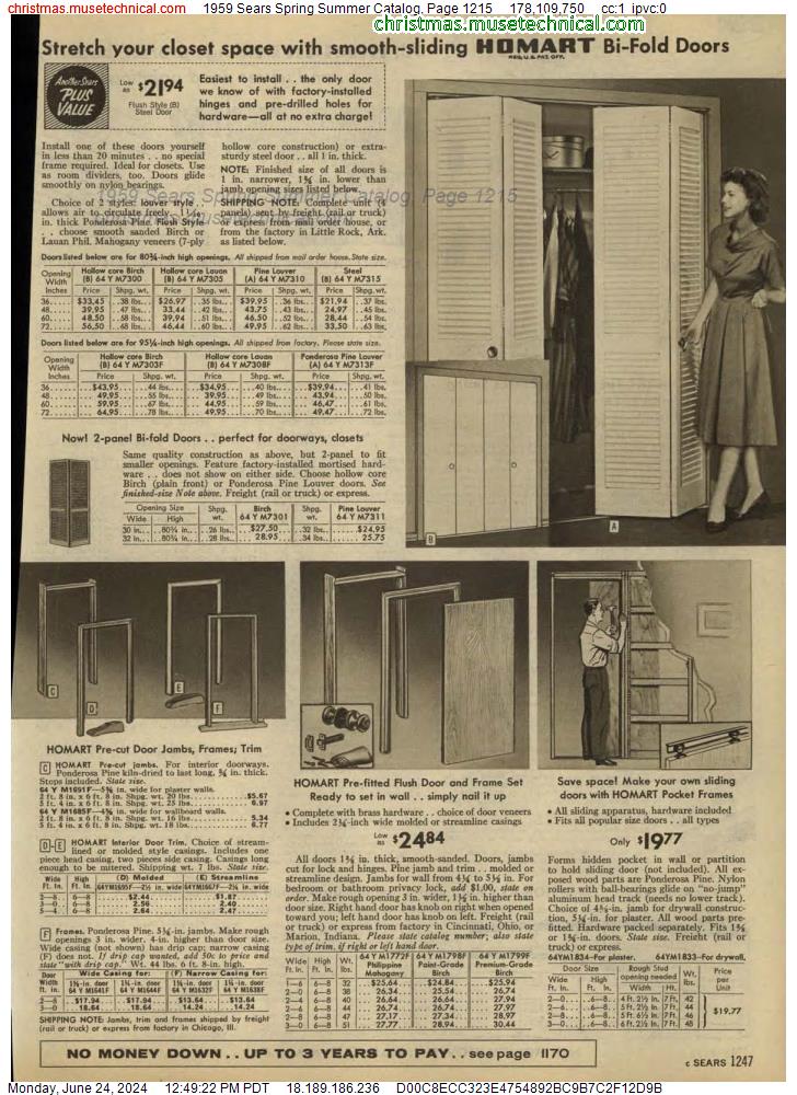 1959 Sears Spring Summer Catalog, Page 1215