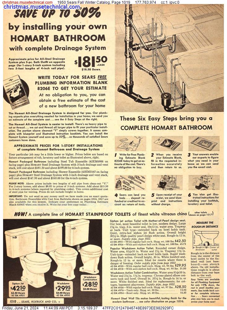 1950 Sears Fall Winter Catalog, Page 1019