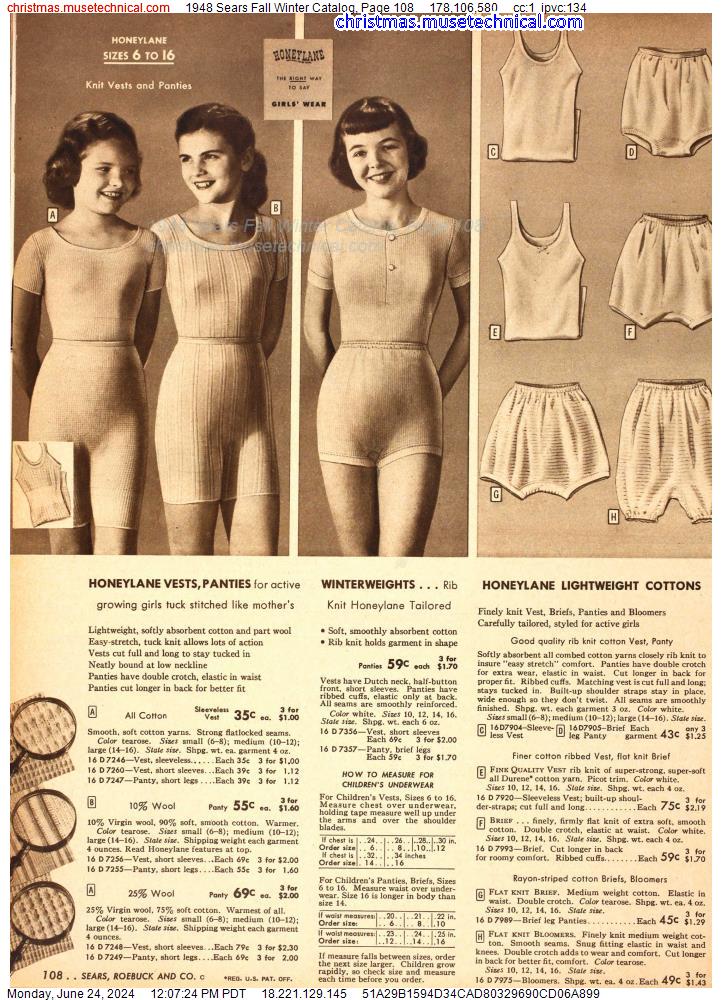 1948 Sears Fall Winter Catalog, Page 108