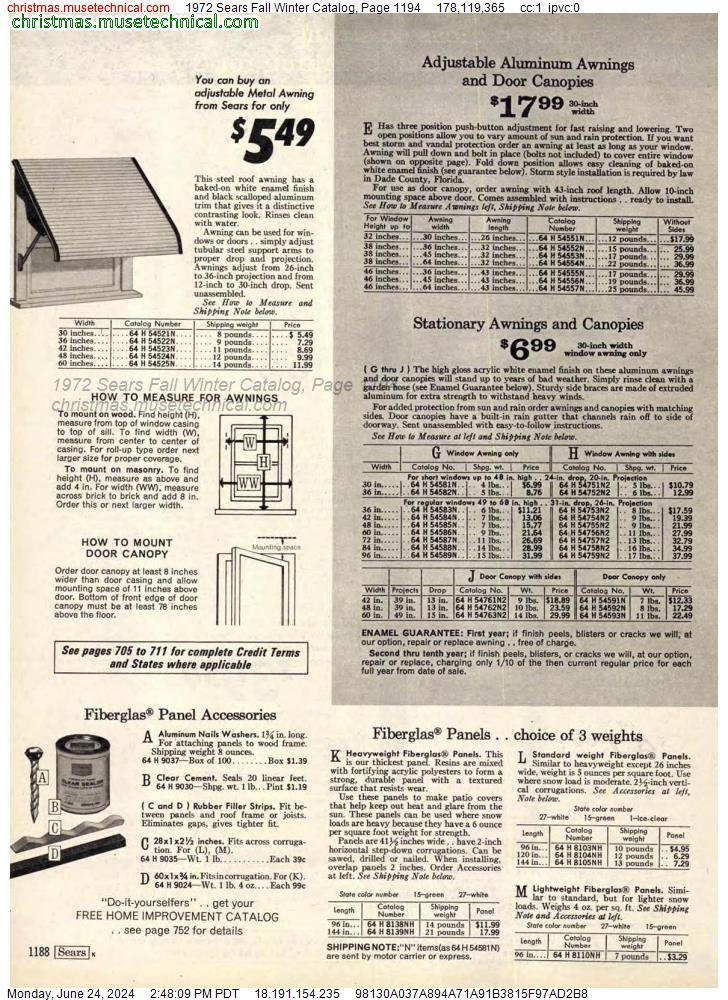 1972 Sears Fall Winter Catalog, Page 1194