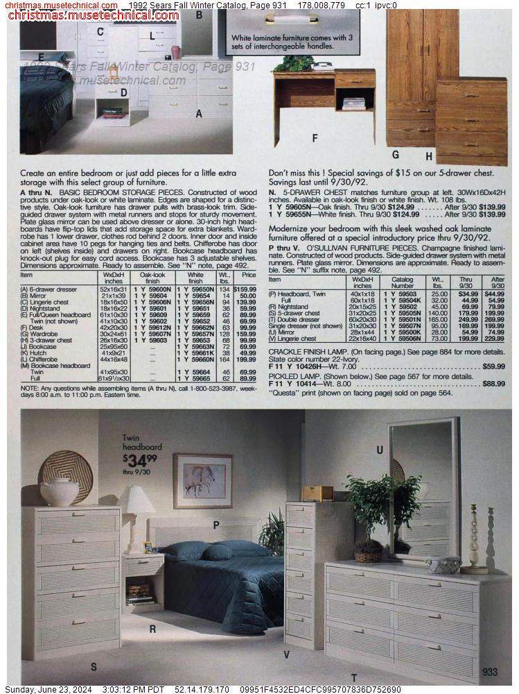 1992 Sears Fall Winter Catalog, Page 931