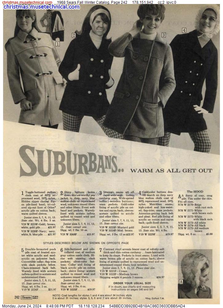 1968 Sears Fall Winter Catalog, Page 242