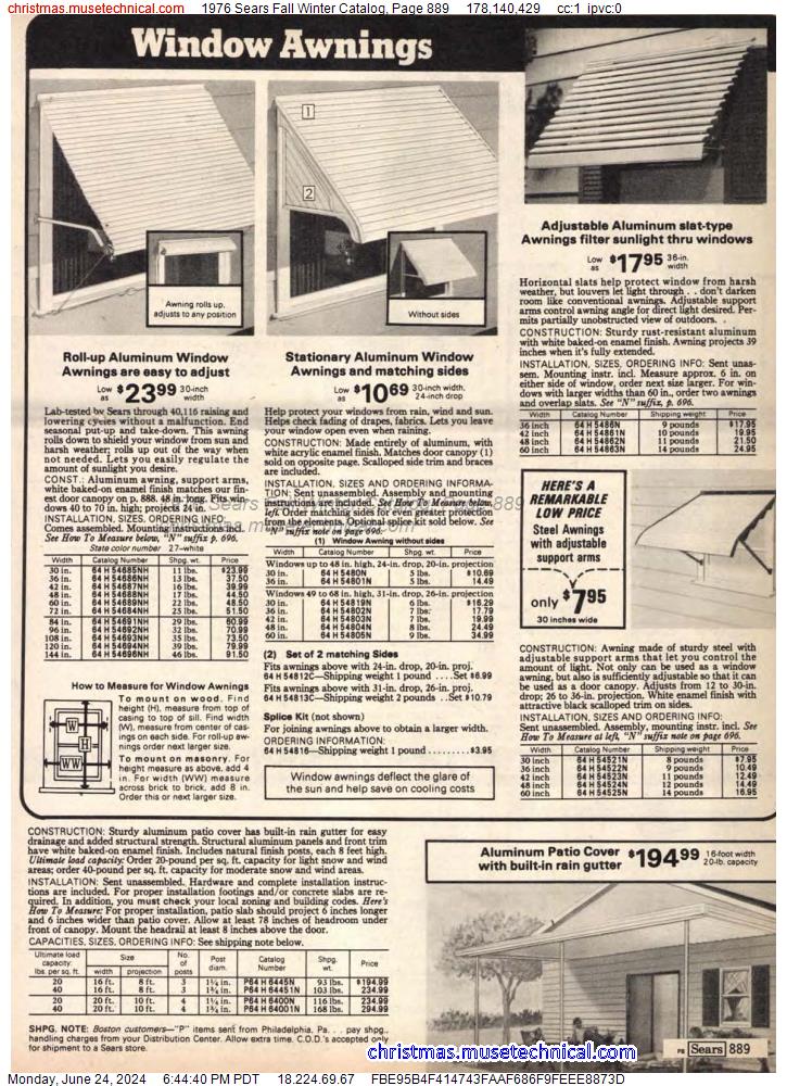 1976 Sears Fall Winter Catalog, Page 889