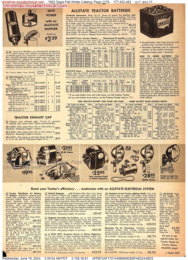 1952 Sears Fall Winter Catalog, Page 1179
