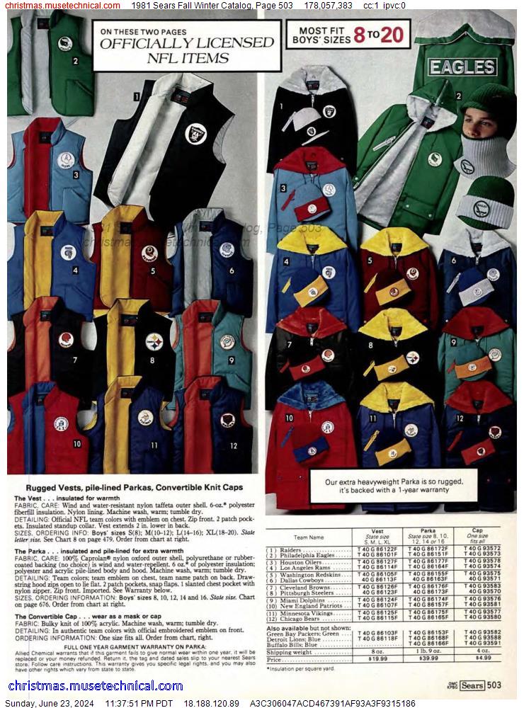 1981 Sears Fall Winter Catalog, Page 503