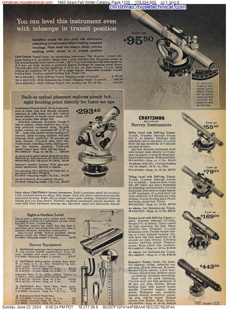 1965 Sears Fall Winter Catalog, Page 1135