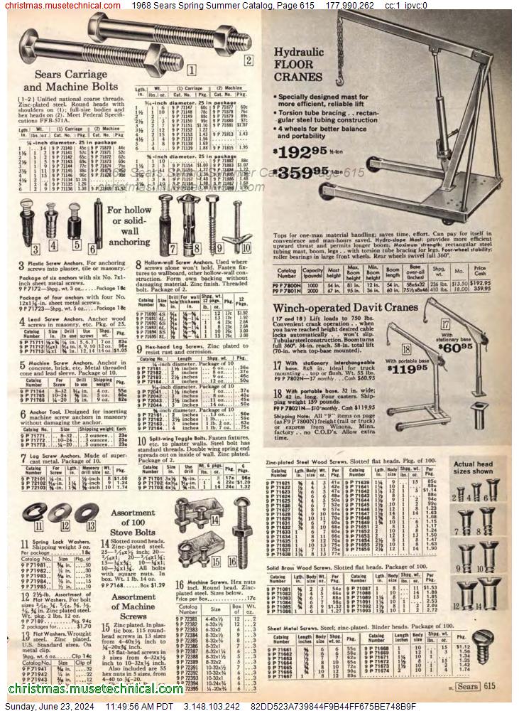 1968 Sears Spring Summer Catalog, Page 615
