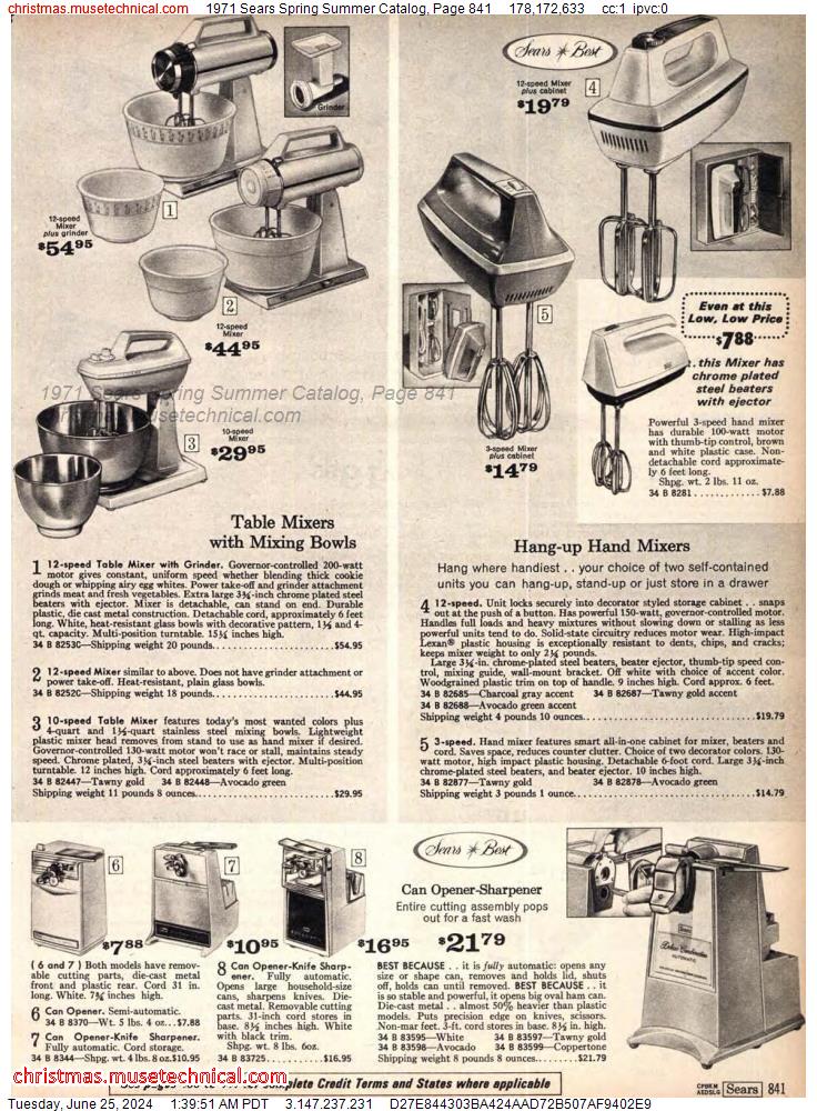 1971 Sears Spring Summer Catalog, Page 841