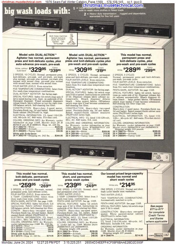 1976 Sears Fall Winter Catalog, Page 1169